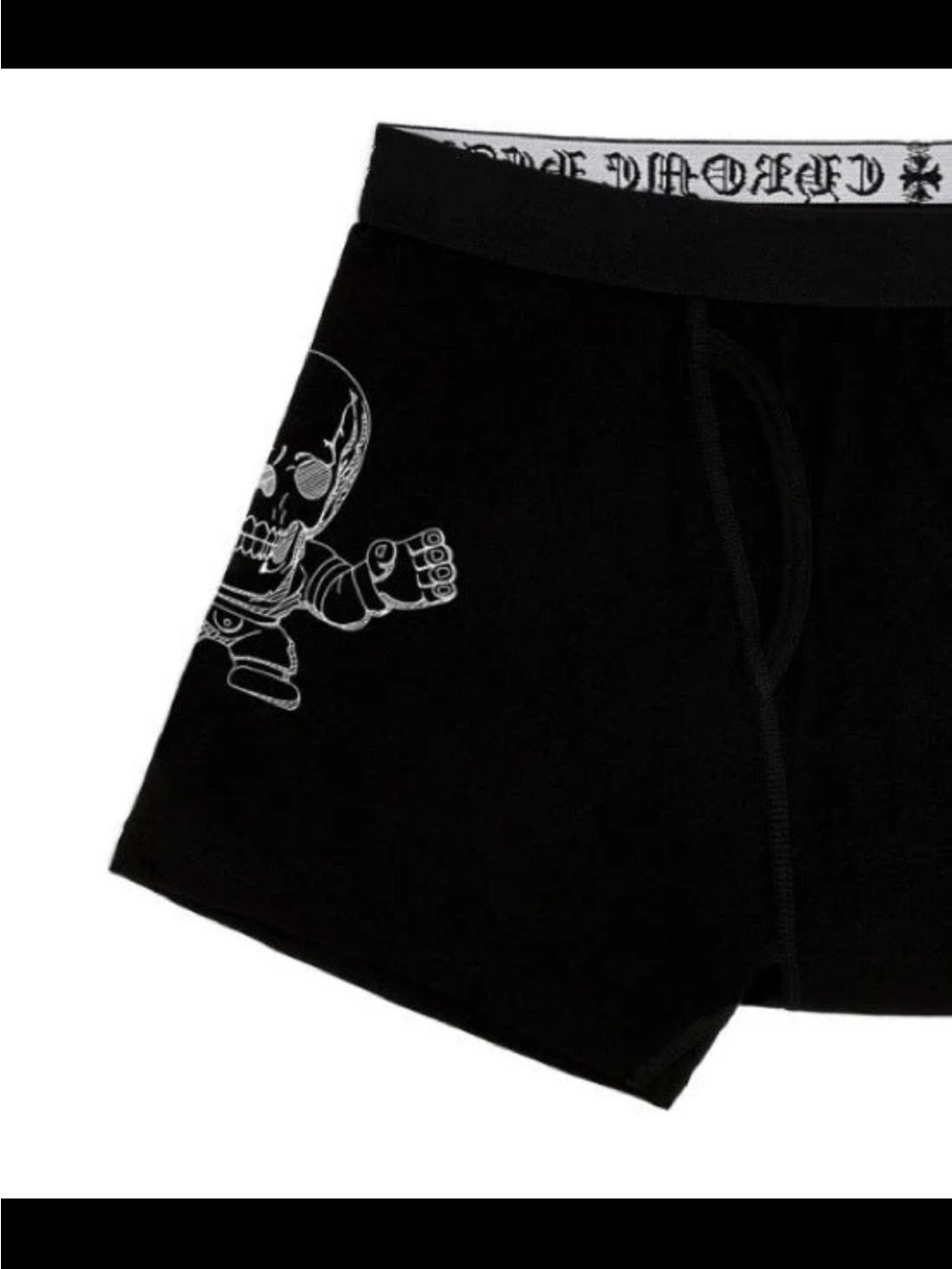 Chrome Hearts Black Boxer Briefs with FOTI White Skull Accent